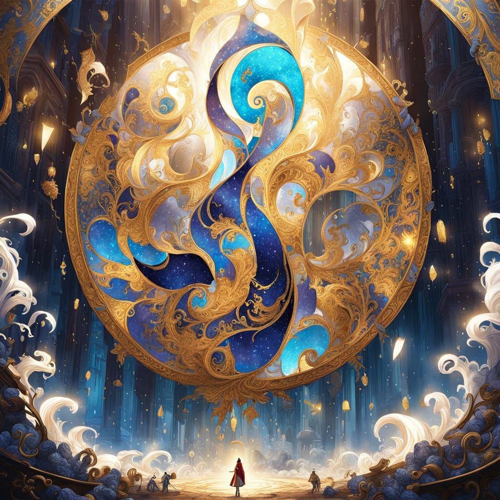 Anime Characters Emerge From Swirling Mist in Circular Forma...