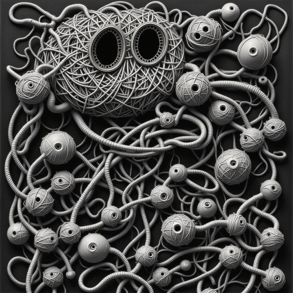 Intricate Wire Sculptures in a Tangled Wire Sea