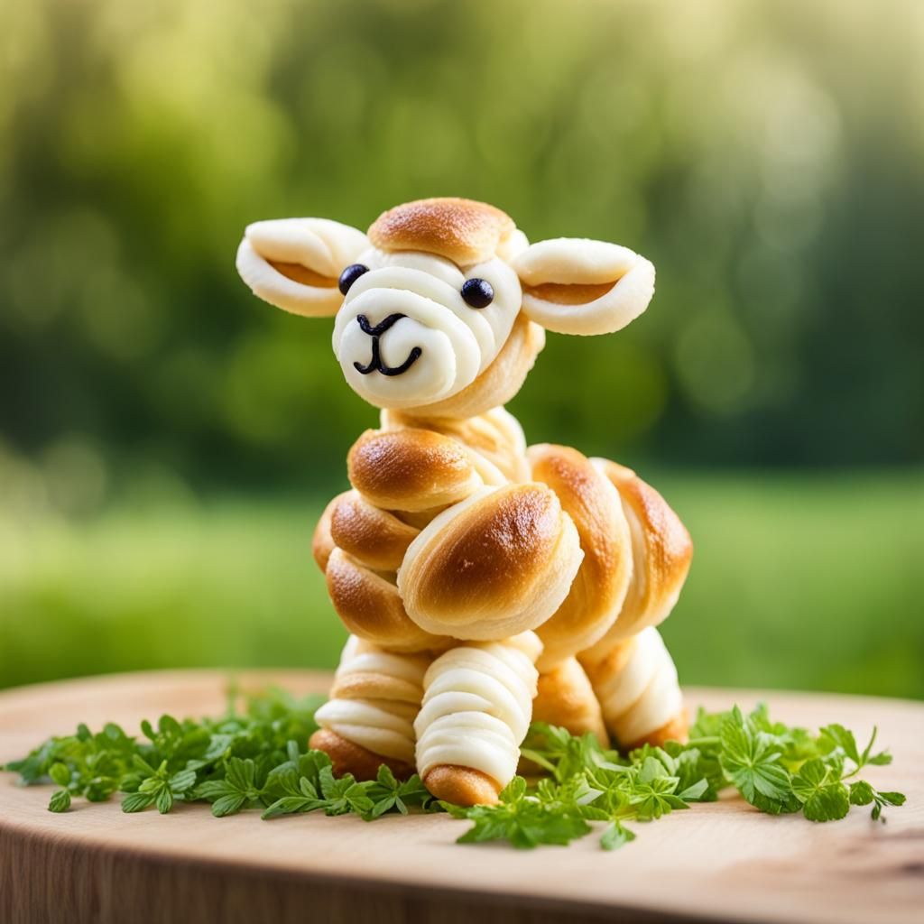 Croissant Lamb Sculpture in Meadow Setting