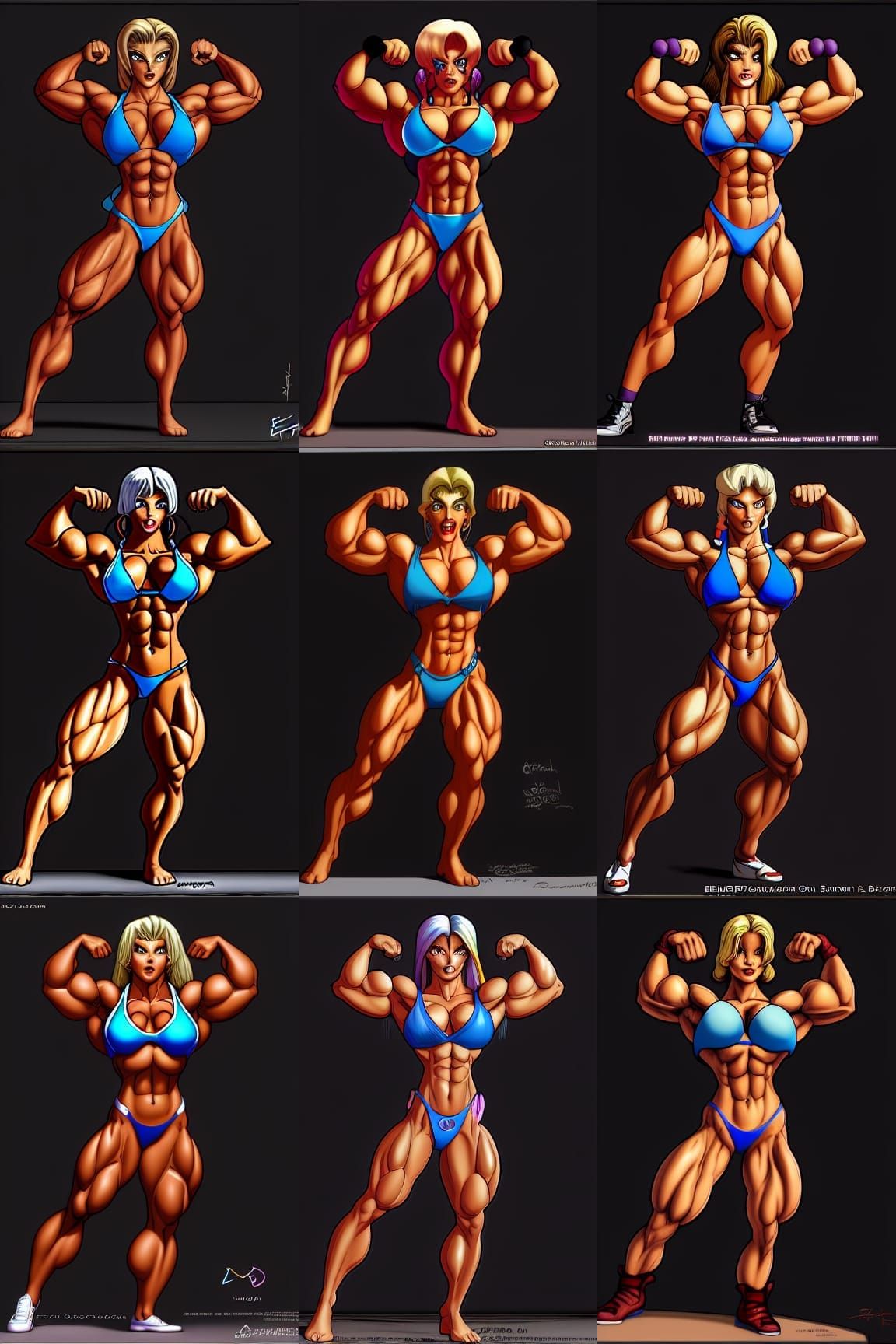 Female Bodybuilder Capcom Character in Japanese Illustration...