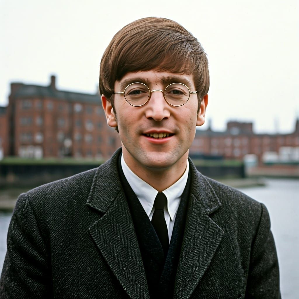 Young John Lennon Portrait in Realistic Photography Style