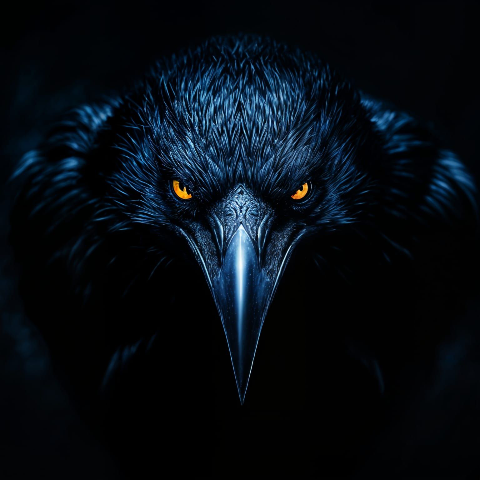 Menacing Raven in Dimly Lit Grotto: Cinematic Close-Up