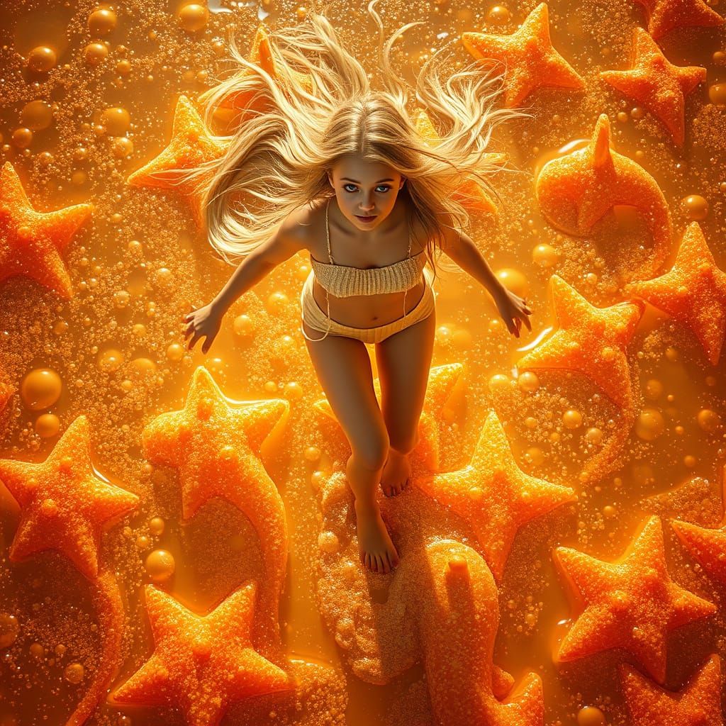 Soda Sea Dreamscape with Golden-Haired Woman