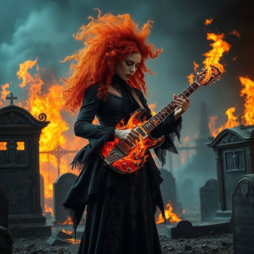 Fiery Red-Haired Poet Conquers Burning Graveyard