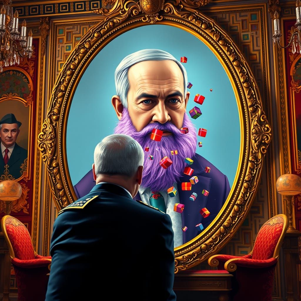 Israeli Leader Surrounded by Opulence in a Grand Palace Sett...