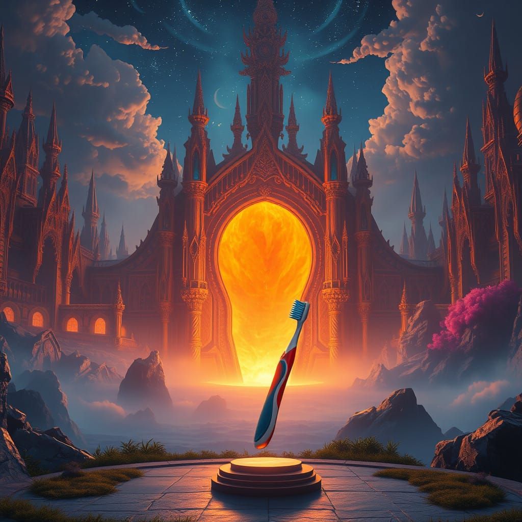 Glowing Pit of Redemption Beneath Celestial Skies