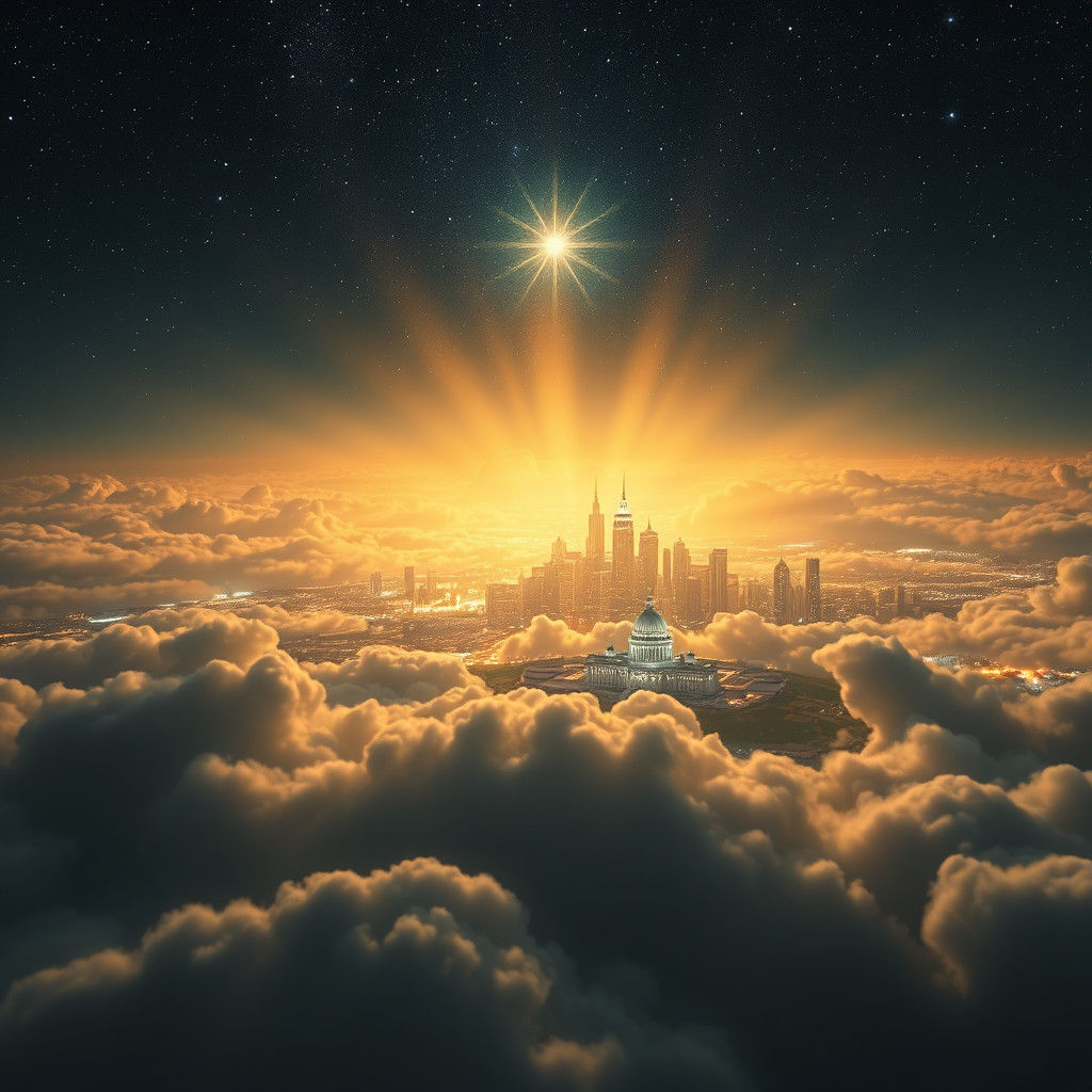 Glowing Celestial City in the Clouds