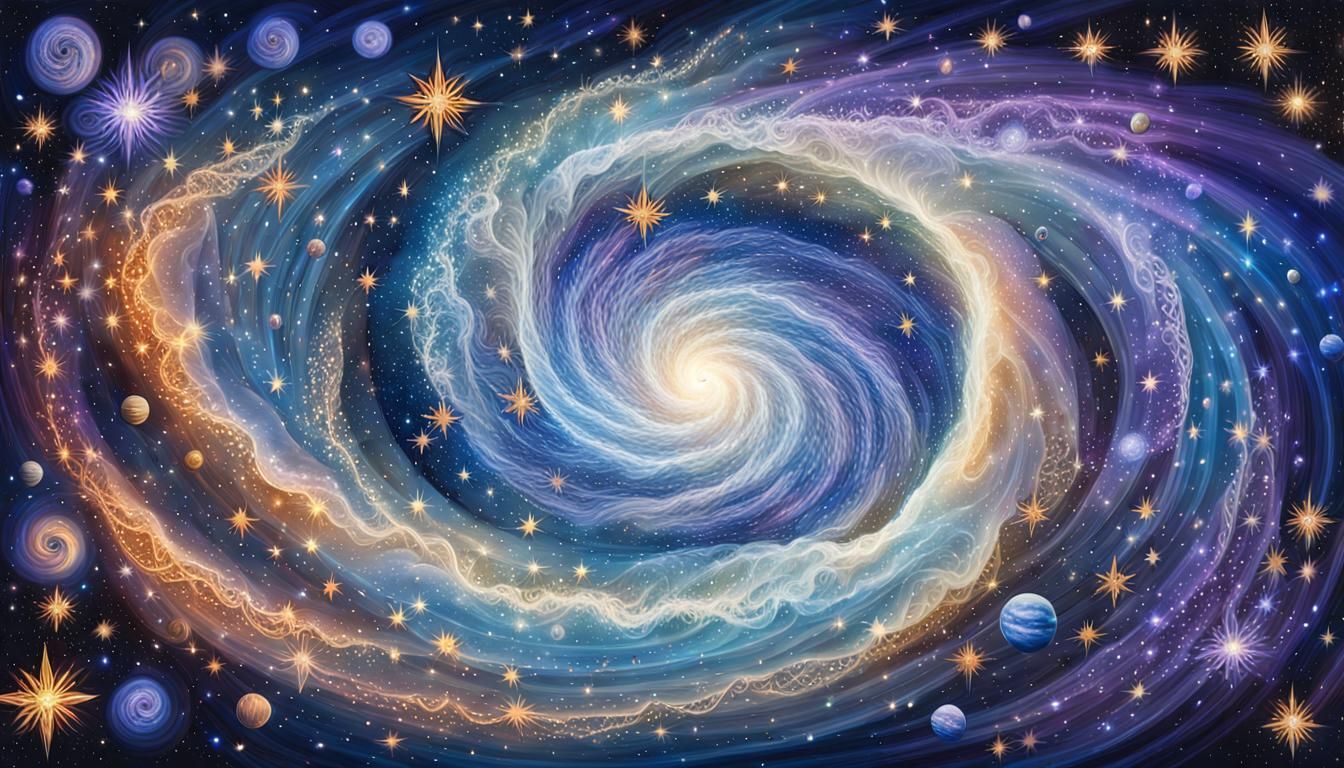 Ethereal Portrait of a Blue Star in Galactic Center