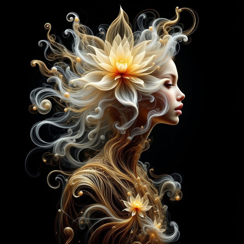 Resin Wire Art Flower Bloom with Albino Woman