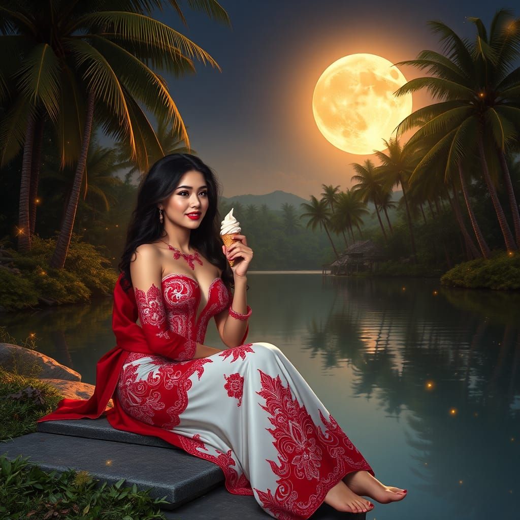 Magical Lakeside Date Night in Dreamy Fantasy Art