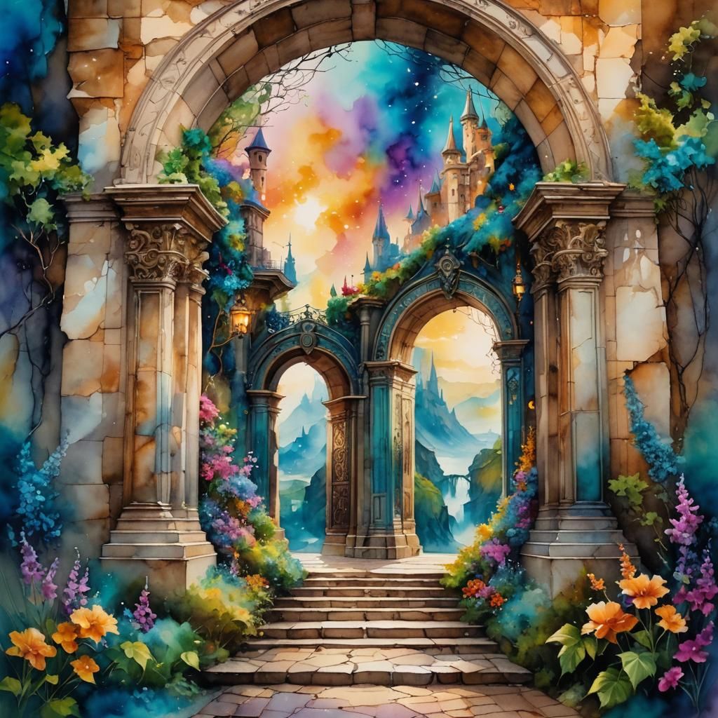 Magical Entrance: Heavenly Staircase in Alcohol Ink
