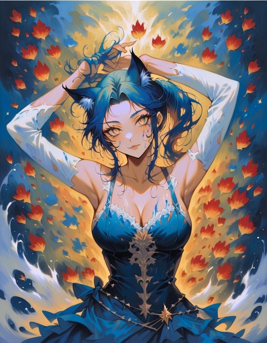 Sensuous Catgirl: Vivid Impasto Painting with Palette Knife ...