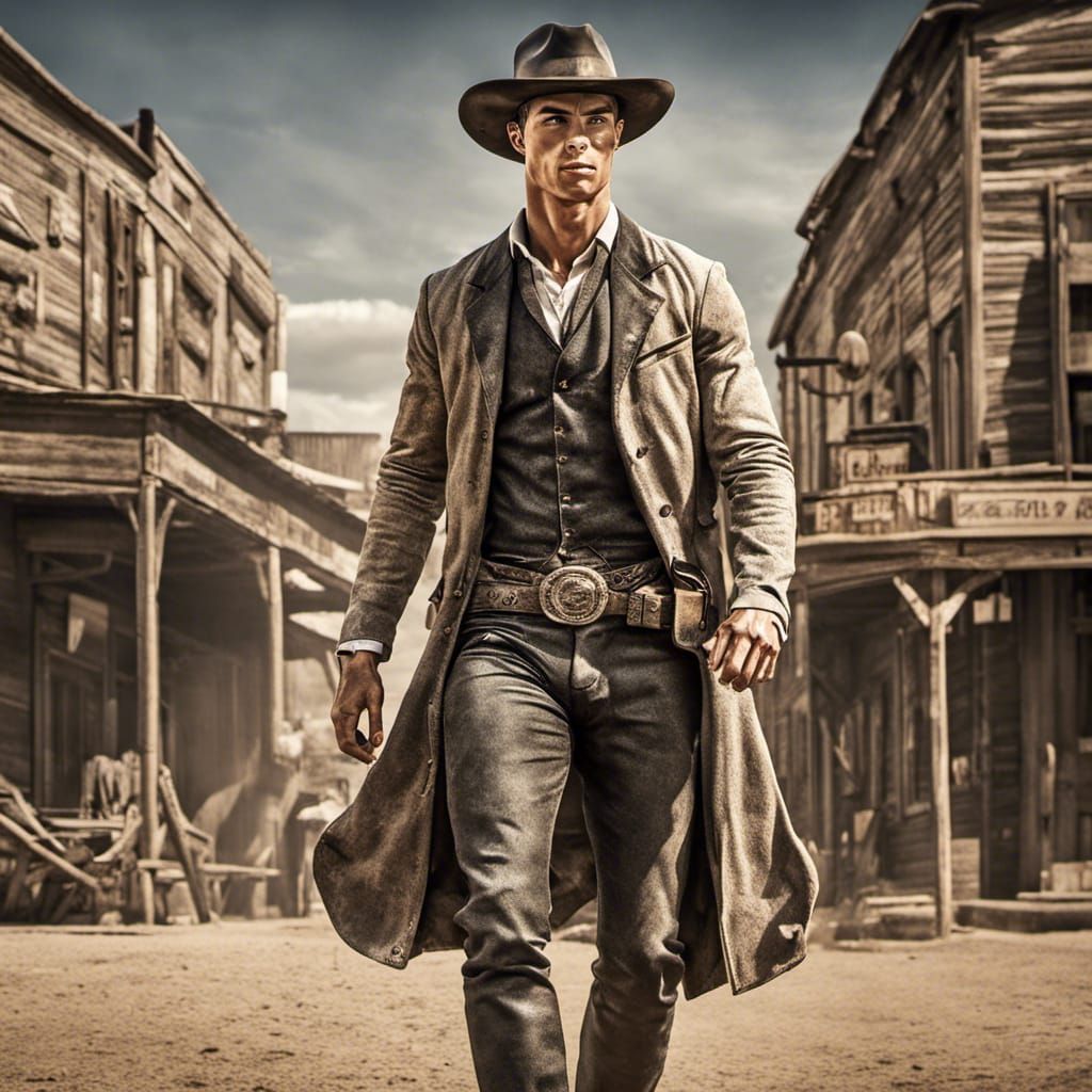 Cristiano Ronaldo as Hyperrealistic Wild West Cowboy
