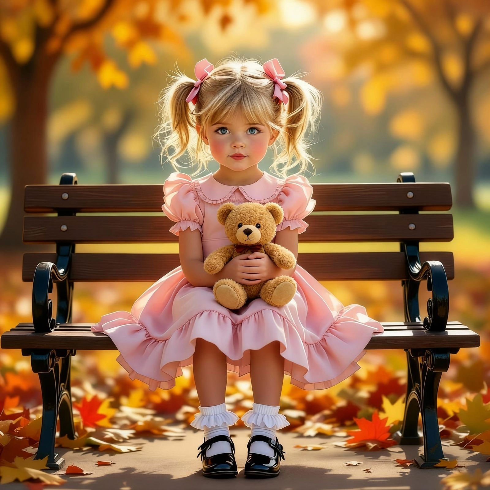 Child Holding a Teddy Bear on Lap