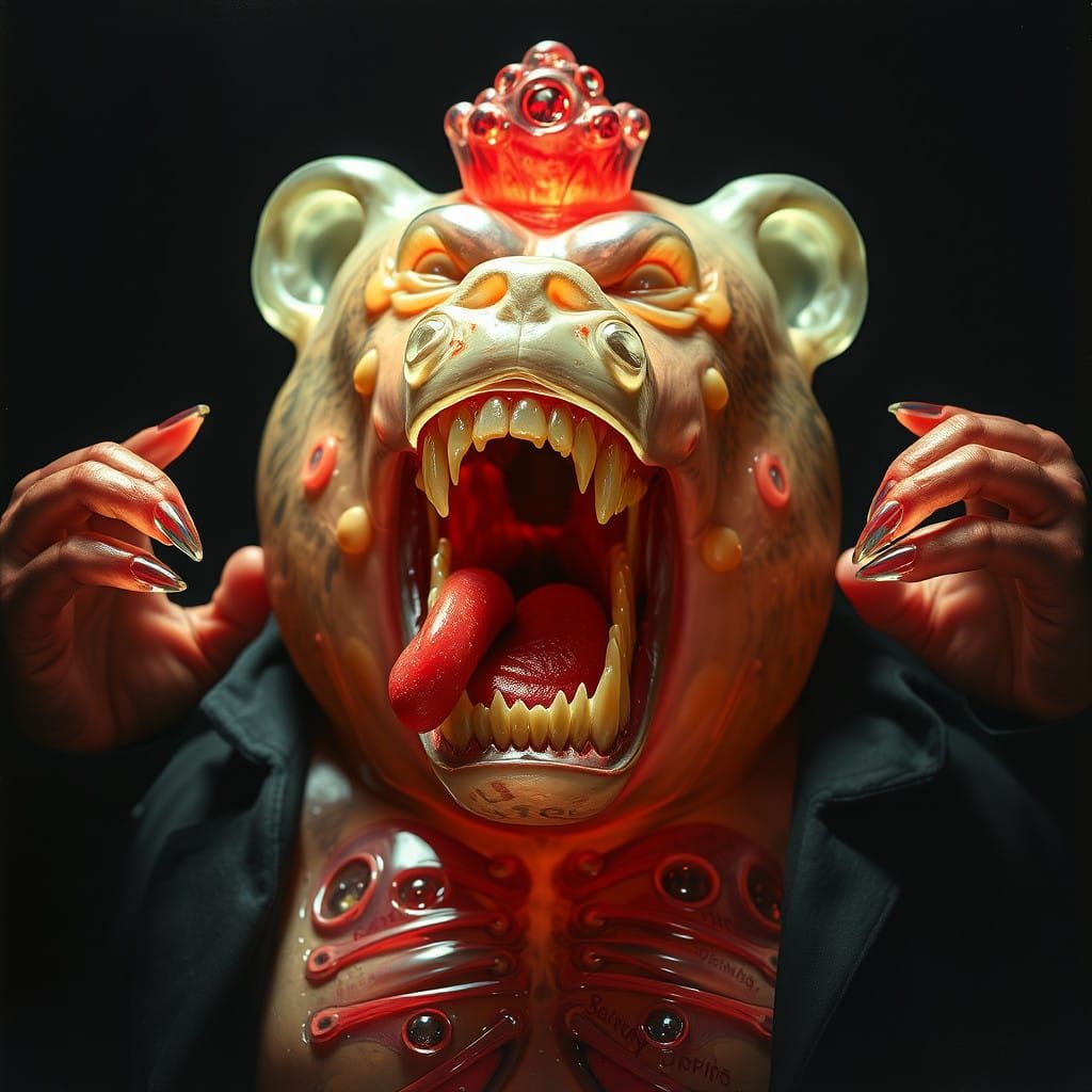 Grotesque Gummy Bear in a Futuristic Autopsy