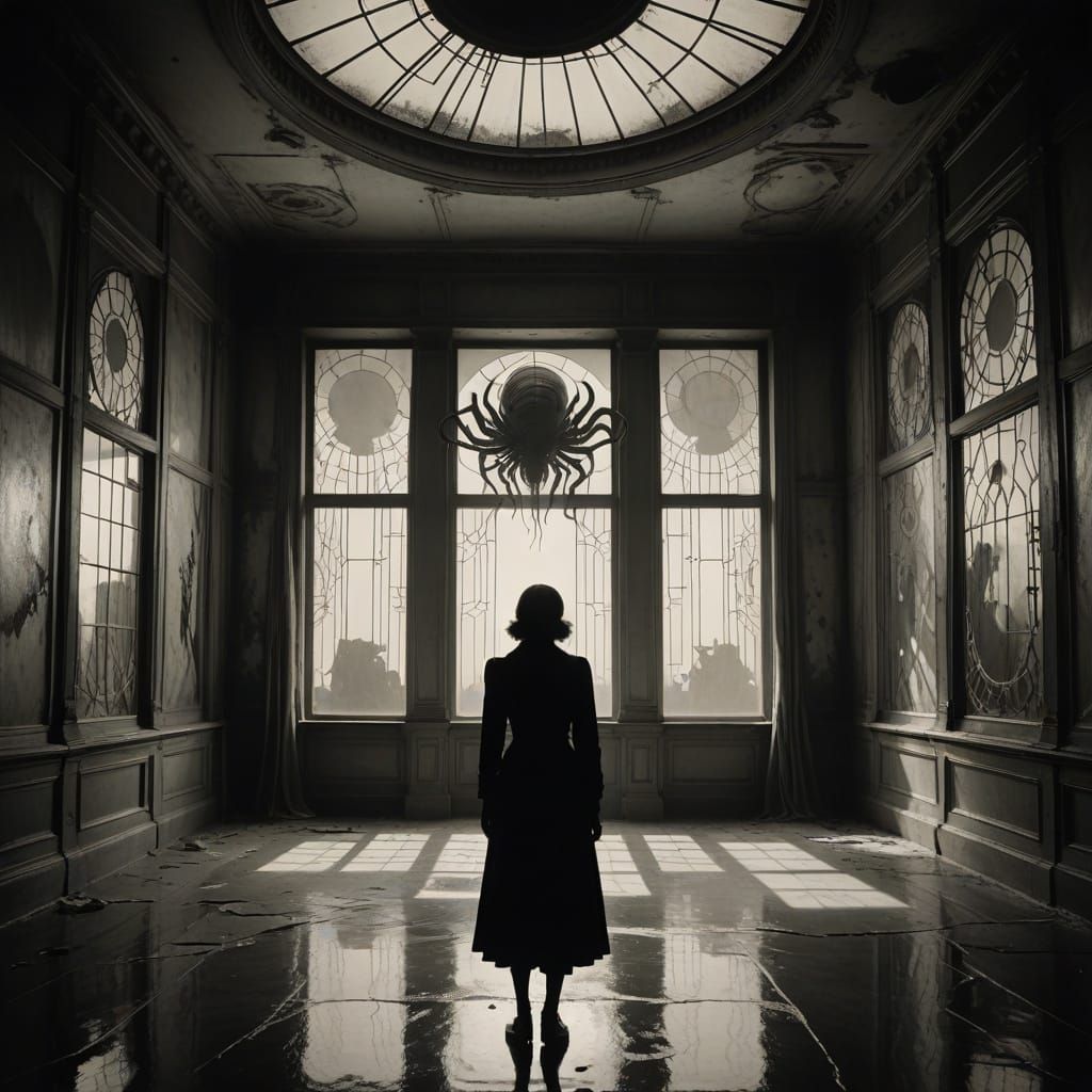 Ethereal Lovecraftian Horror in Anamorphic Art Deco Style