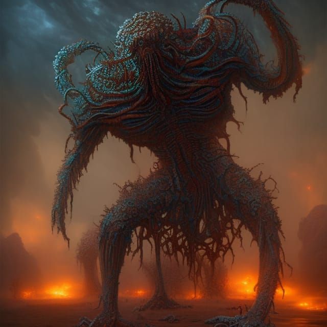 Menacing Heat Monster in a Surreal Style