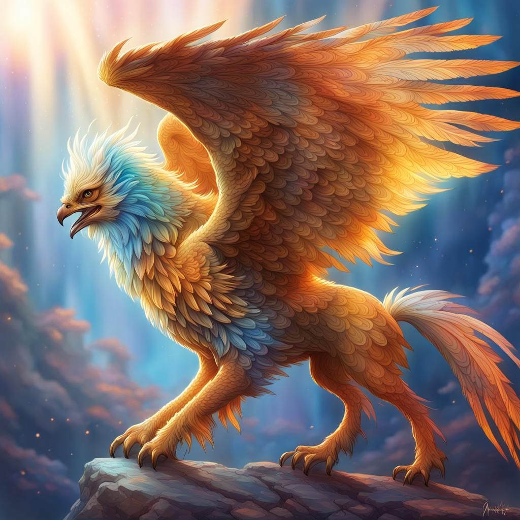 Hyperdetailed Griffon with Shiny Aura in Digital Painting