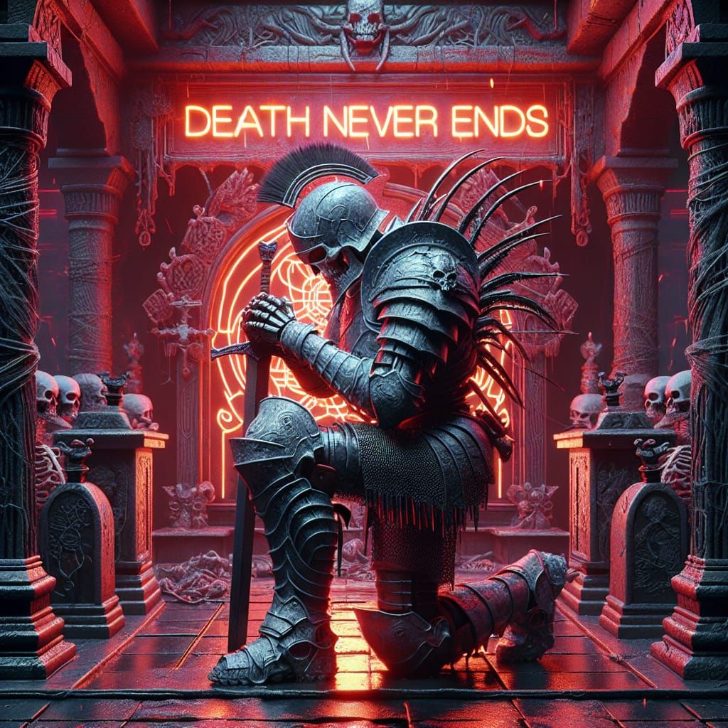 Skeleton Knight Pays Respects at Shrine