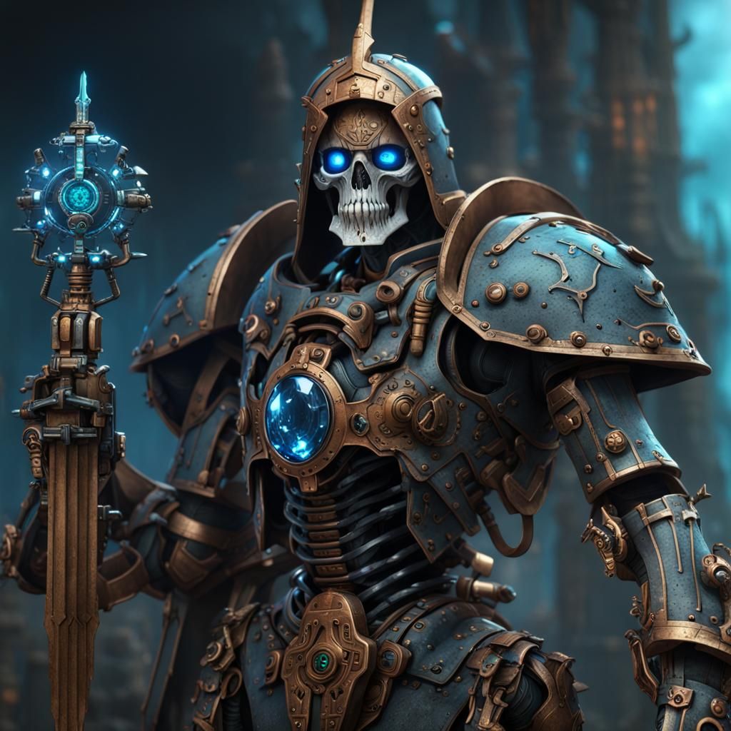 Steampunk Necron Warrior with Blue Jewel