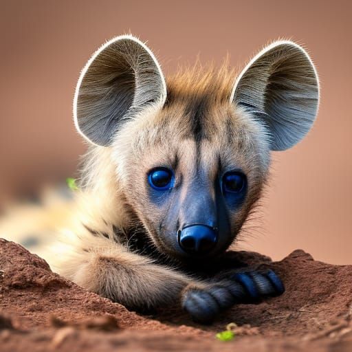 Playful Baby Hyena with Striking Markings