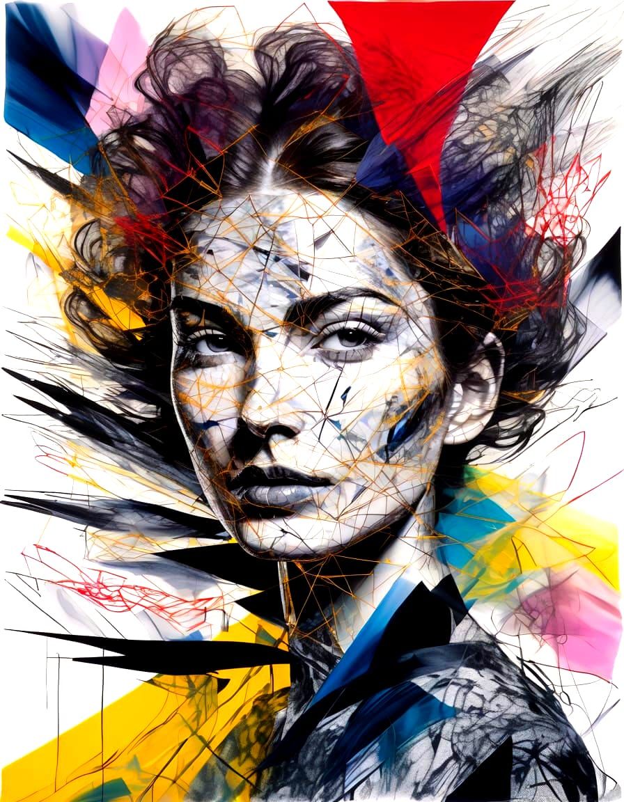 Mystical Feminine Essence Abstract Portrait in Jewel Tones