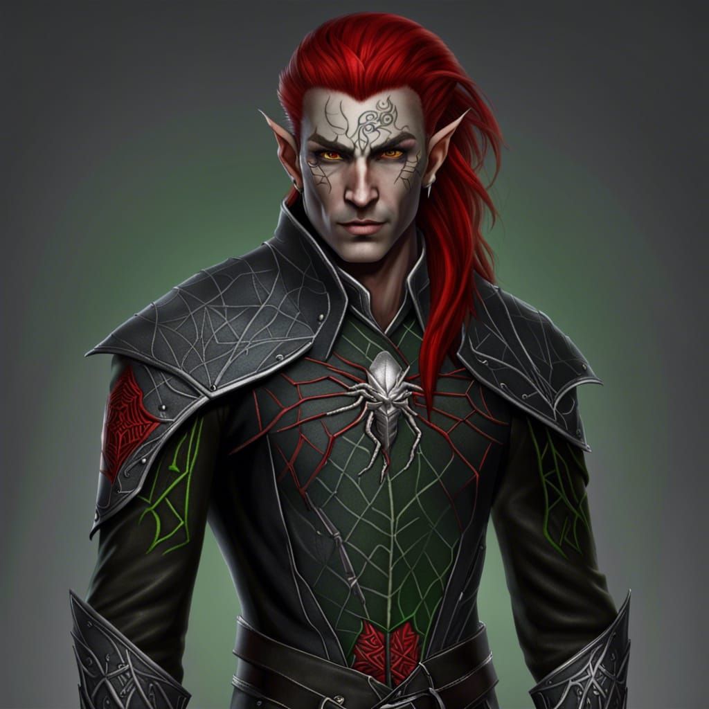 Elven Portrait with Vine Tattoo in Detailed Digital Art