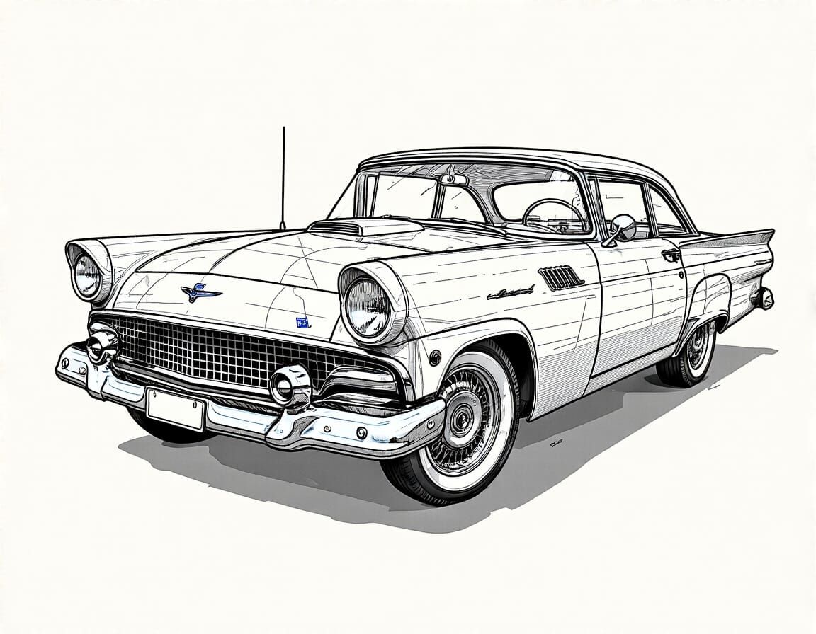 Vintage Ford Model One Exploded Blueprint Diagram