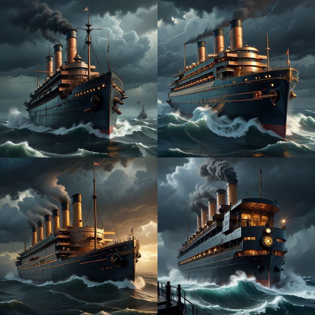 Titanic in Steampunk Storm