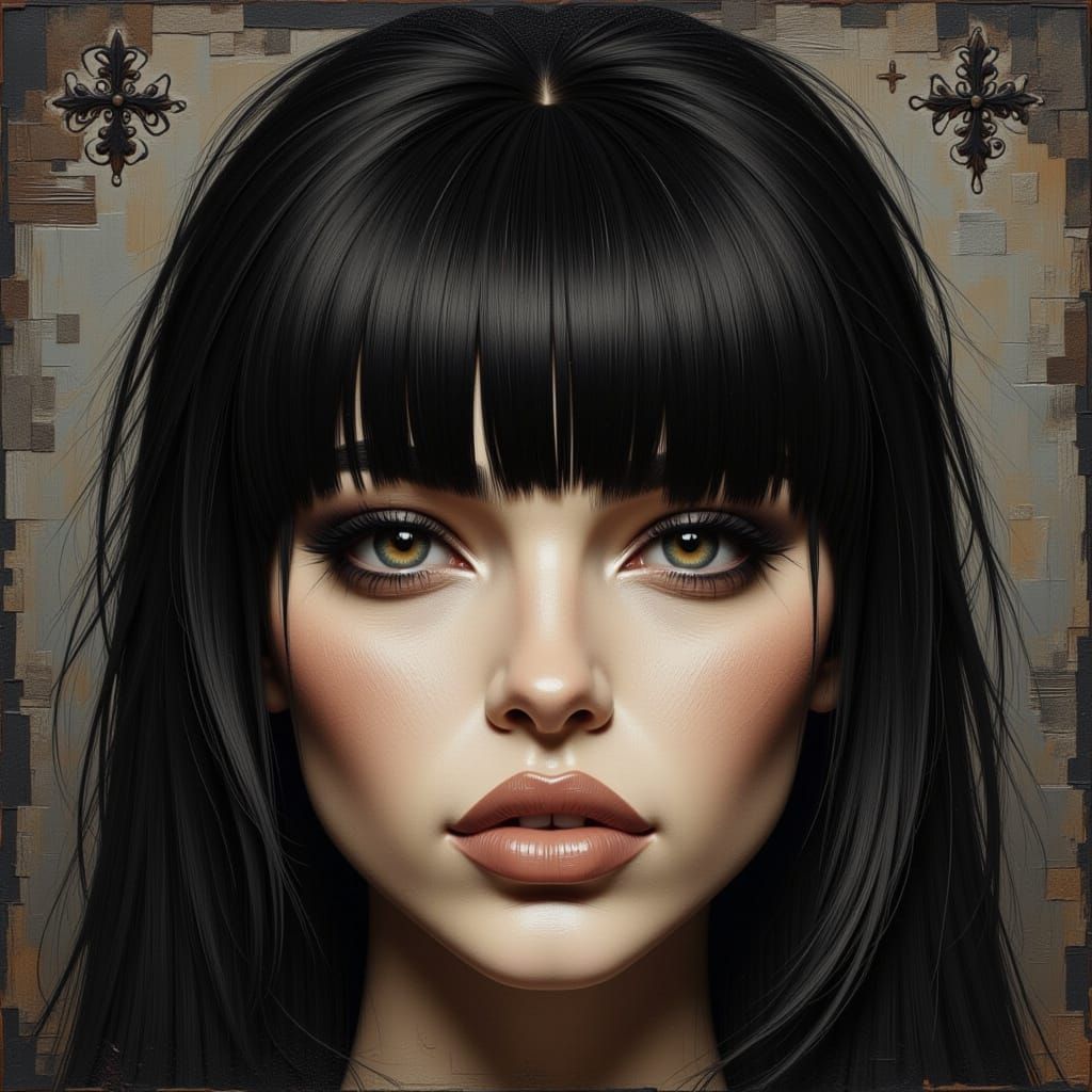 Beautiful Woman with Blunt Bangs and Textured Style