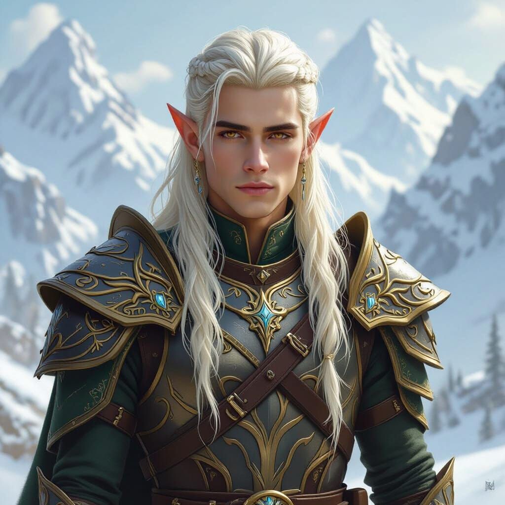 High Elf Warrior in Skyrim Landscape