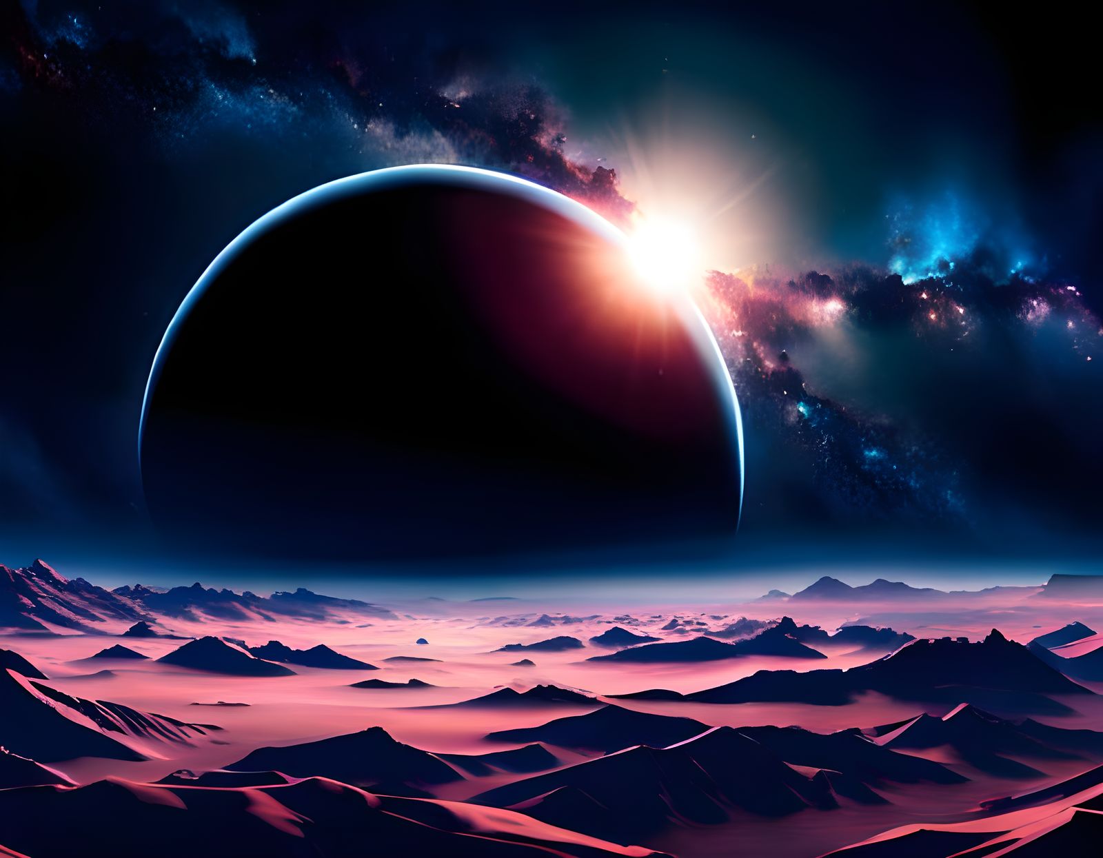 Futuristic Alien Civilization on Ringed Planet