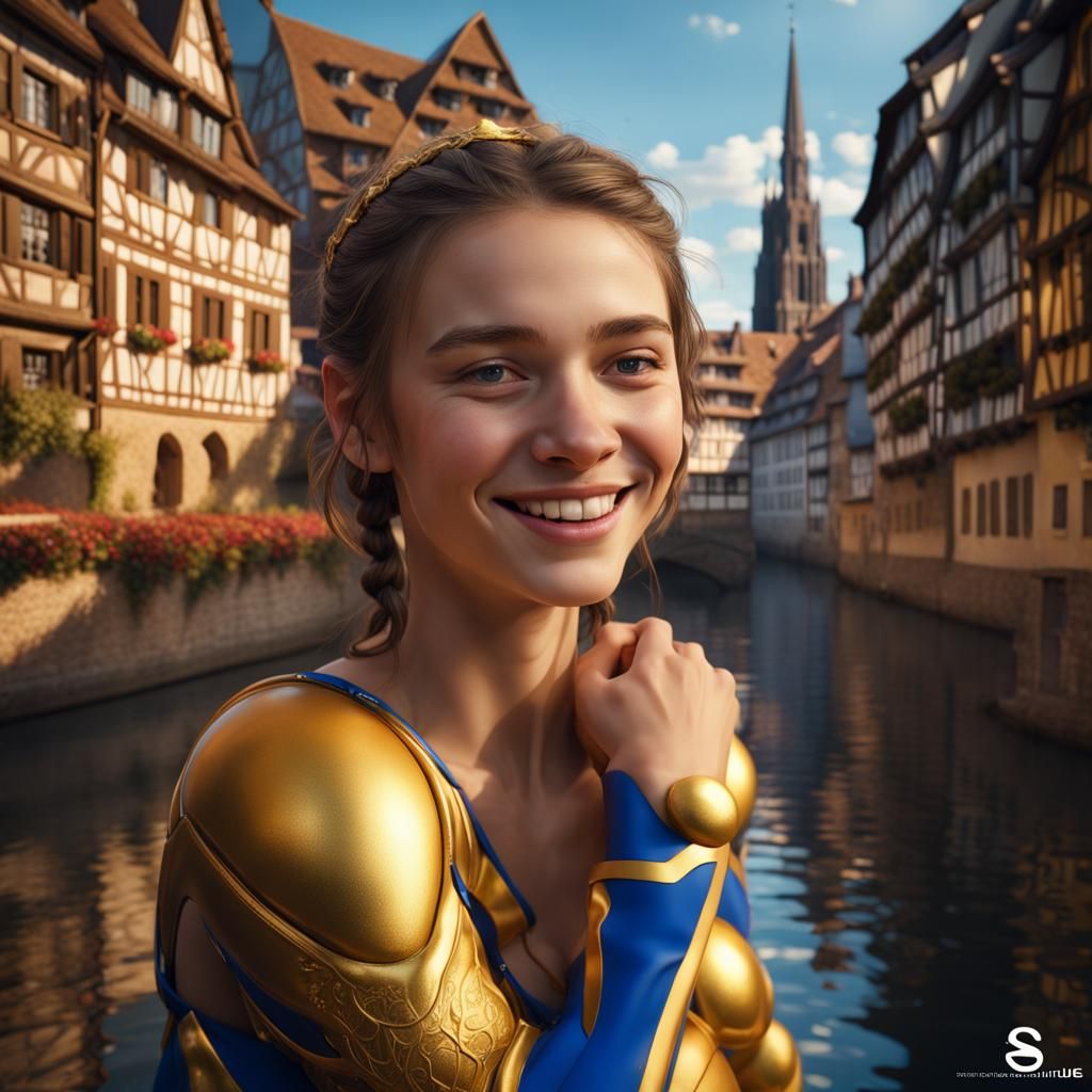 Smiling Girl in Strasbourg: European Union Symbolism