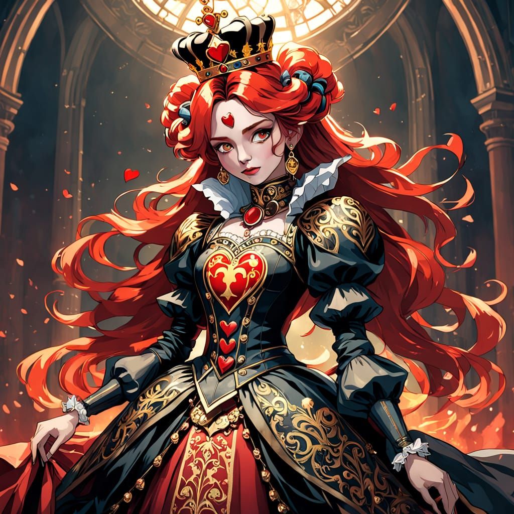 Regal Queen in Victorian-Era Inspired Baroque Gown with Gold...