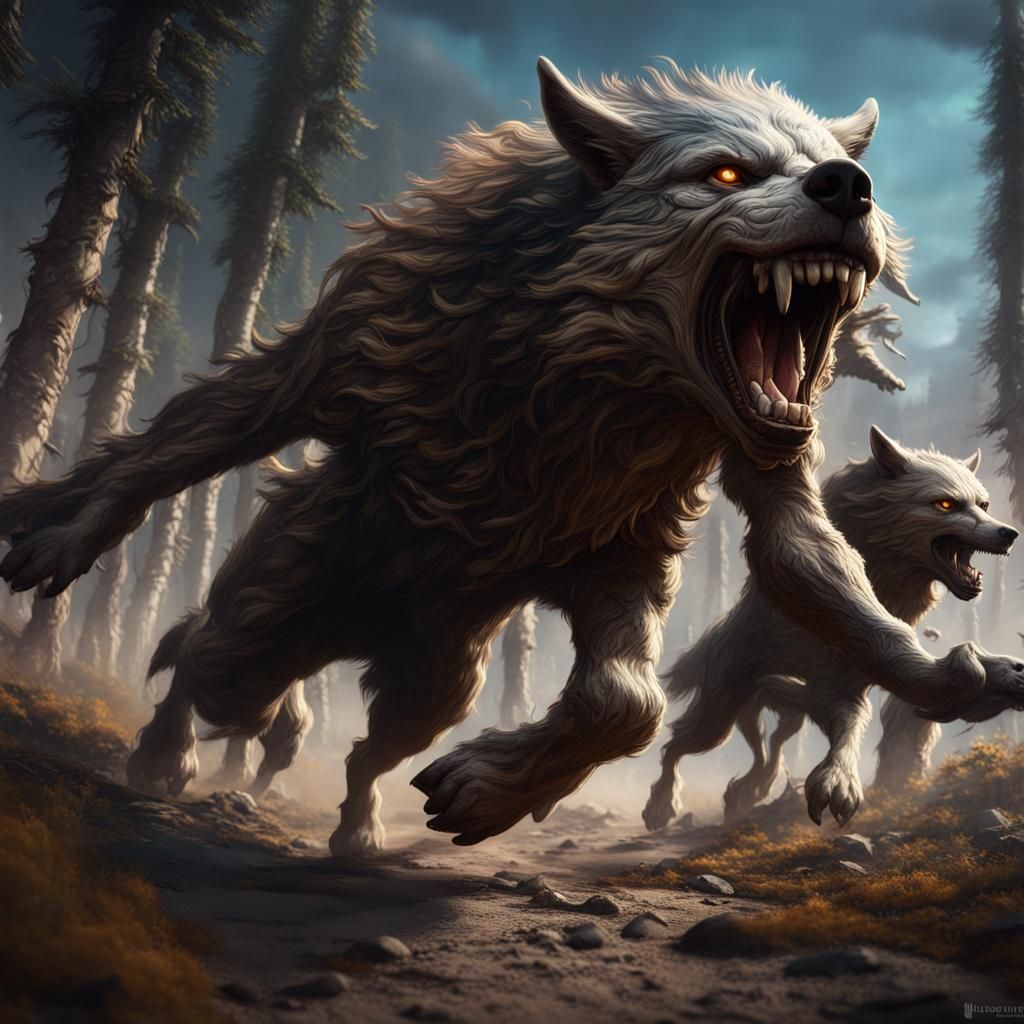 Gargoyles and Wolves Running Wild: Detailed Matte Painting