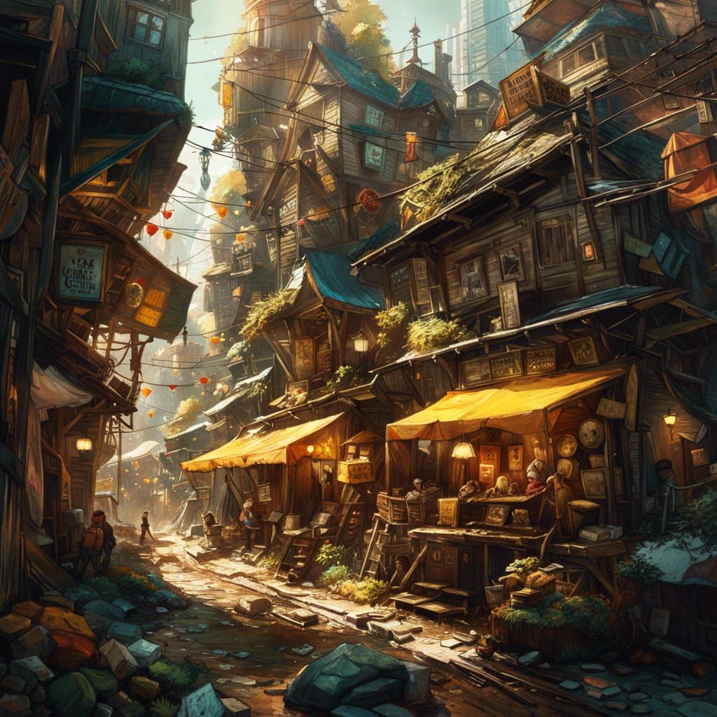 Cheese Mini City in Digital Art Style