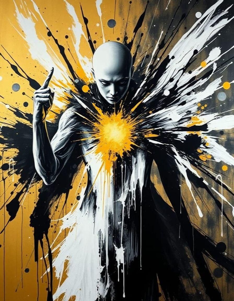 Abstract Black Paint Splatter Art