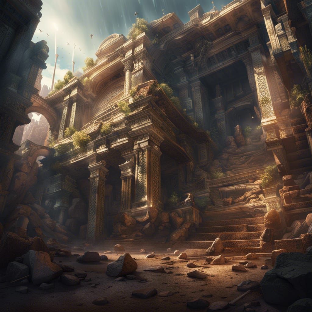 Dramatic Archaeological Dig Site: Hyperrealistic Digital Pai...