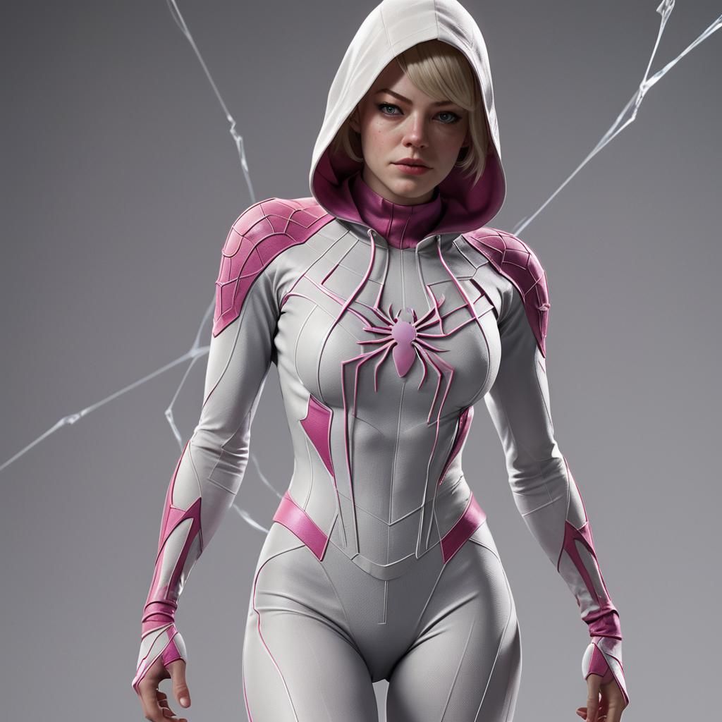 Emma Stone as Spider-Gwen: 3D Game Cinematic Render