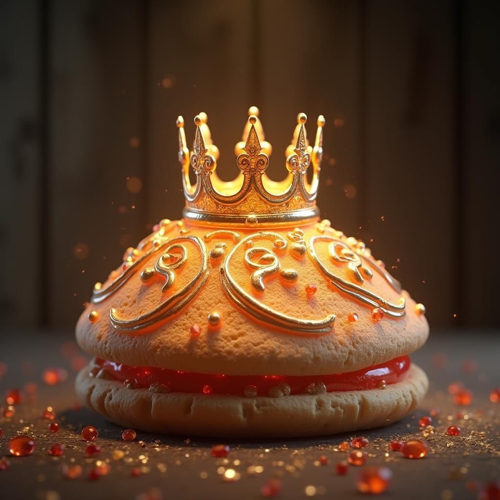 Crystallized Cookie with Golden Crown in Baroque Style