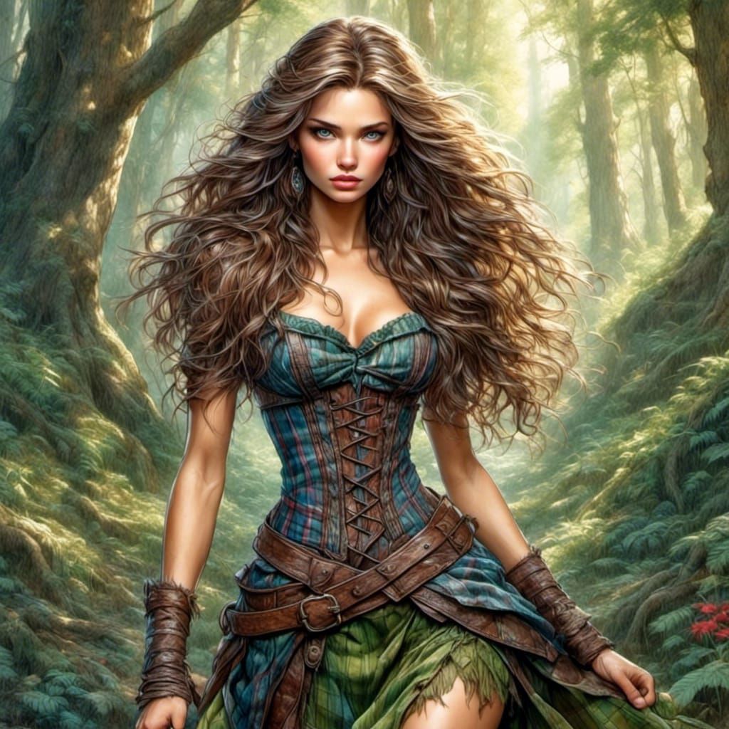 Vixen Ready to Fight in Forest, Fantasy Style