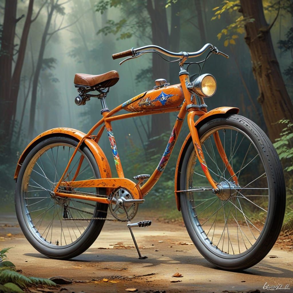 Vintage Bicycle in Impasto Fantasy Style