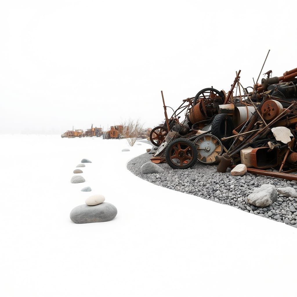 Zen Garden Versus Junkyard in Minimalist Style