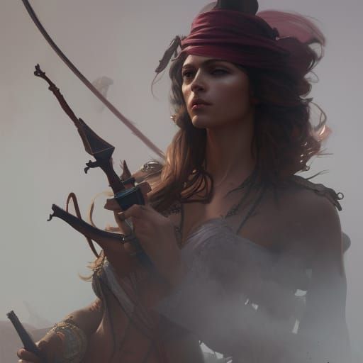 Detailed Female Pirate in Dark Fantasy Art