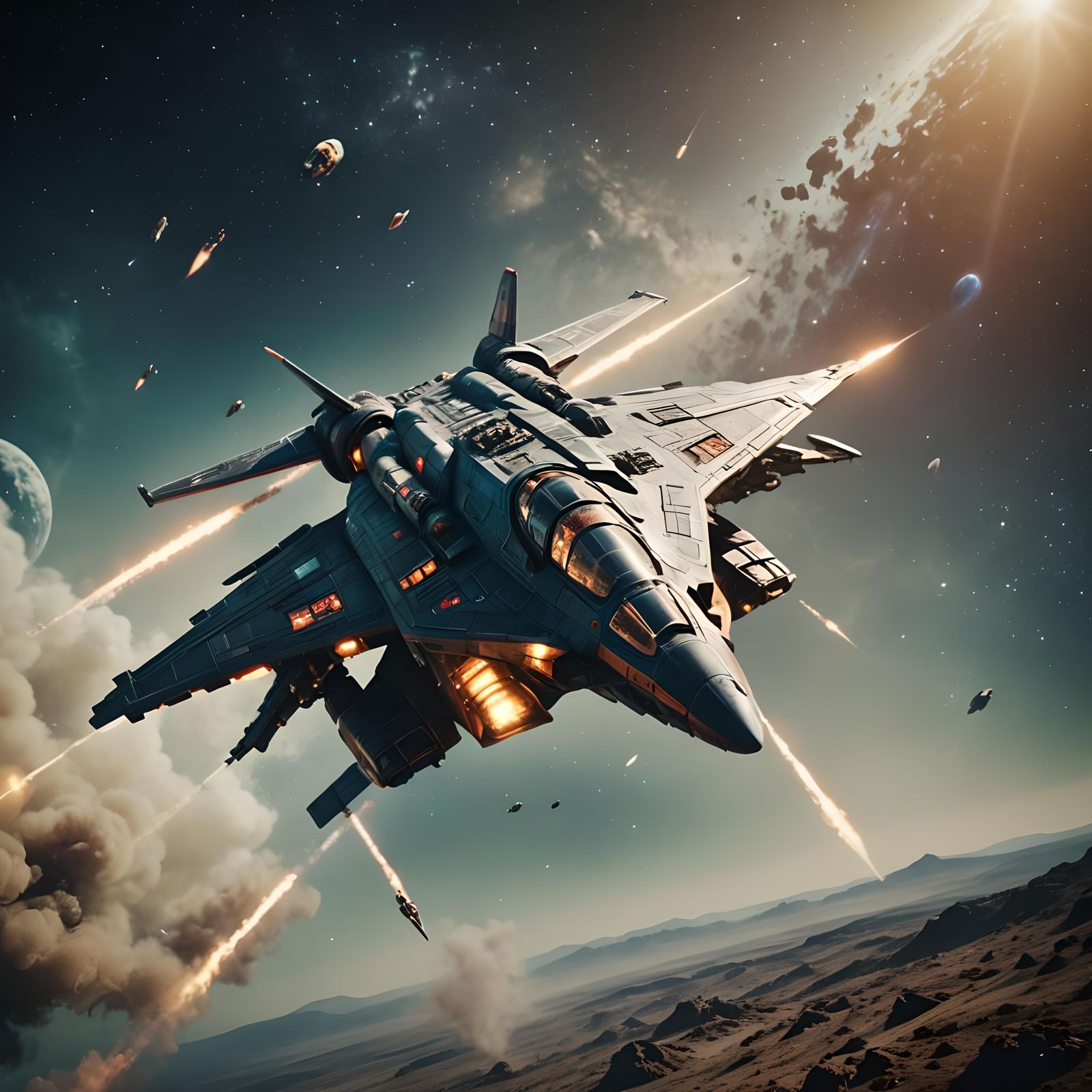 Intergalactic Spaceship Speeding Through Space