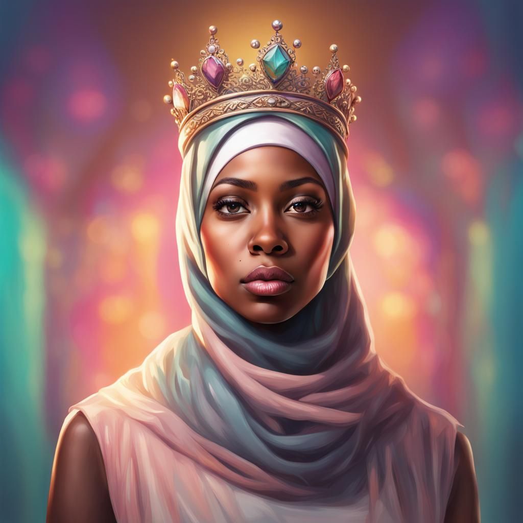 African American Woman with Hijab in Splash Art