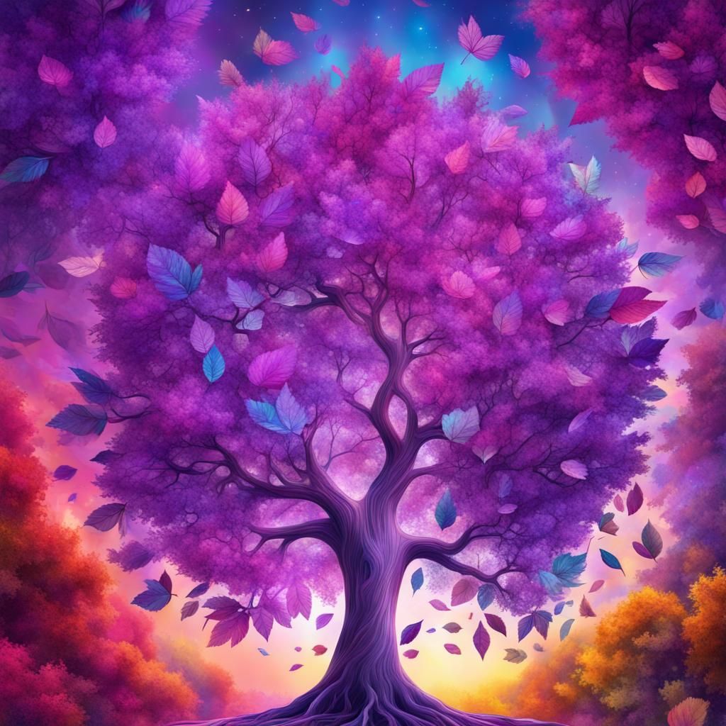 Colorful Tree of Life in Astral Illustration Style