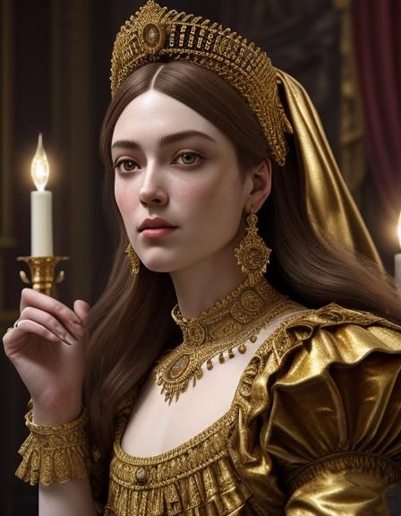 Opulent Renaissance Woman Portrait in Baroque Style