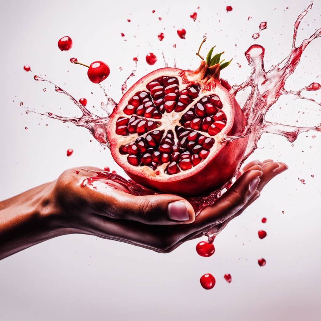 Pop Art Fashion Scene with Pomegranate Seeds and Rubies