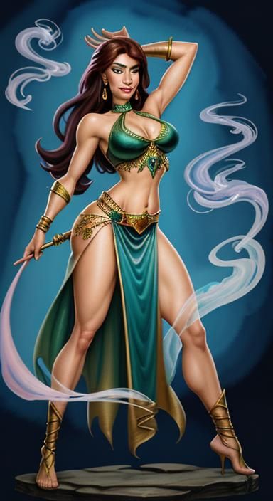 Kim Possible as Genie in Gouache Style